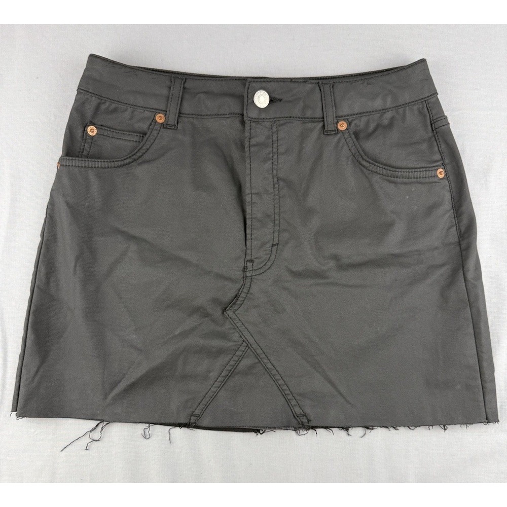 Topshop Moto Coated Mini Skirt Black Low Rise Y2K‎ Size 6